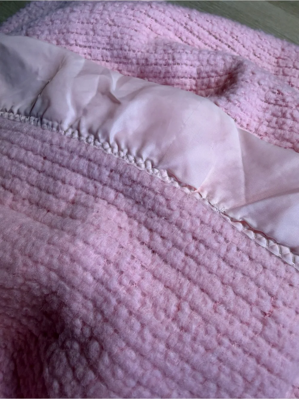 Vintage 70s Penneys Fashion Manor Pino Waffle Weave Thermal Blanket Throw Granny